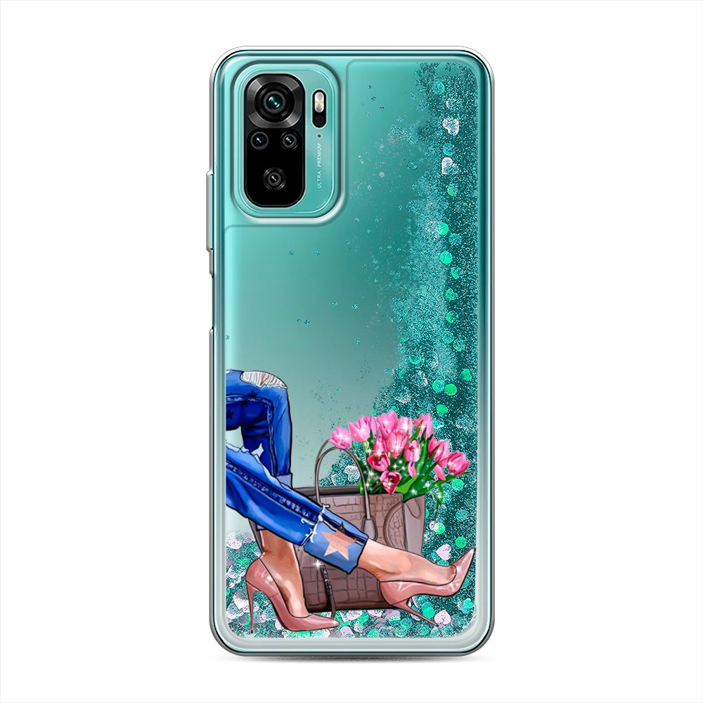

Жидкий чехол с блестками "Каблучки" на Xiaomi Redmi Note 10