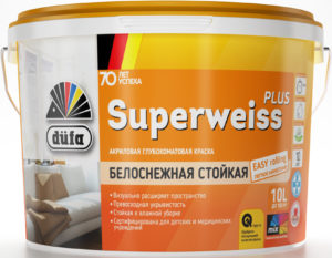 

Краска ВД DufaRetail SUPERWEISS PLUS,белоснежная база 1, 10л