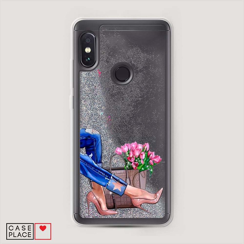 

Жидкий чехол с блестками "Каблучки" на Xiaomi Redmi Note 5, 32791-1