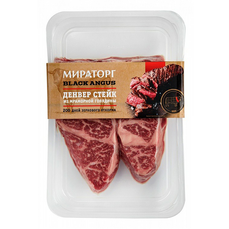 Стейк из говядины Денвер Black Angus Мираторг 290г. Мраморная говядина Black Angus. Блэк Ангус Мираторг. Денвер стейк Мираторг Black Angus.