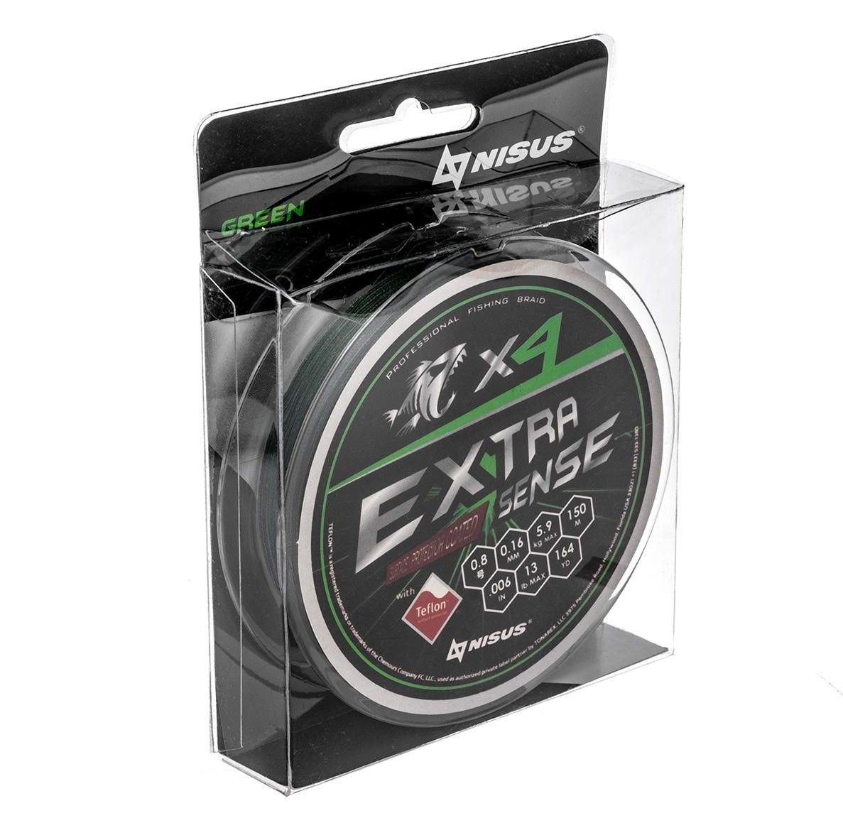 Шнур Extrasense X4 PE Green 150m   0.8/13LB 0.16mm N-ES-X4-0.8/13LB NISUS