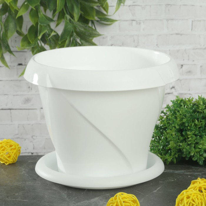 

Цветочный горшок с поддоном флориана 1355389 1,4 л белый 1 шт., С поддоном флориана