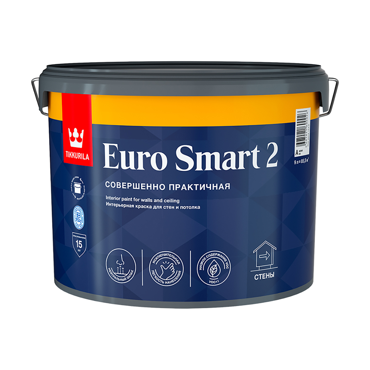 

Краска Tikkurila Euro Smart 2, база A, 9 л, Белый, Tikkurila-16