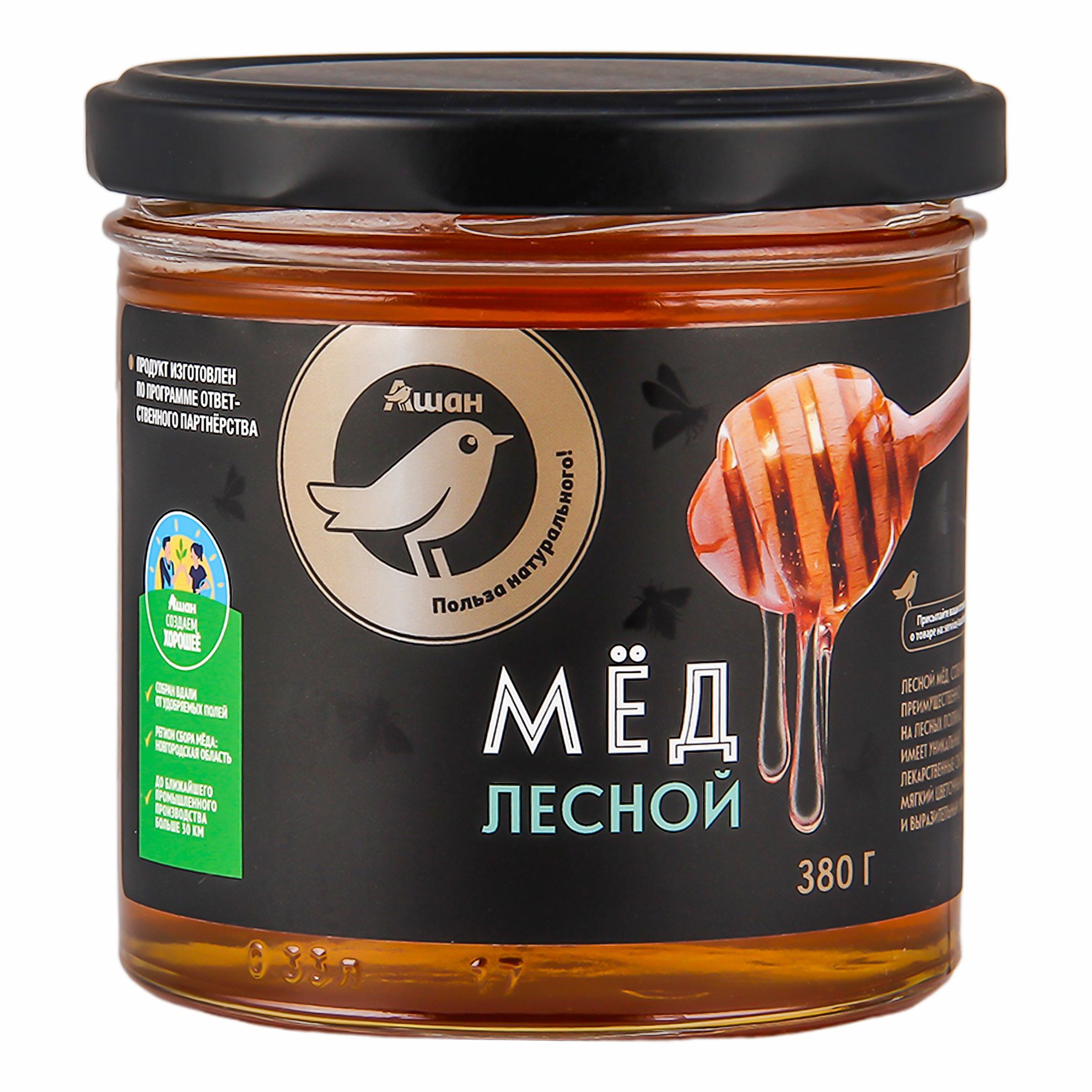 

Мед АШАН Золотая птица Лесной, 380 г