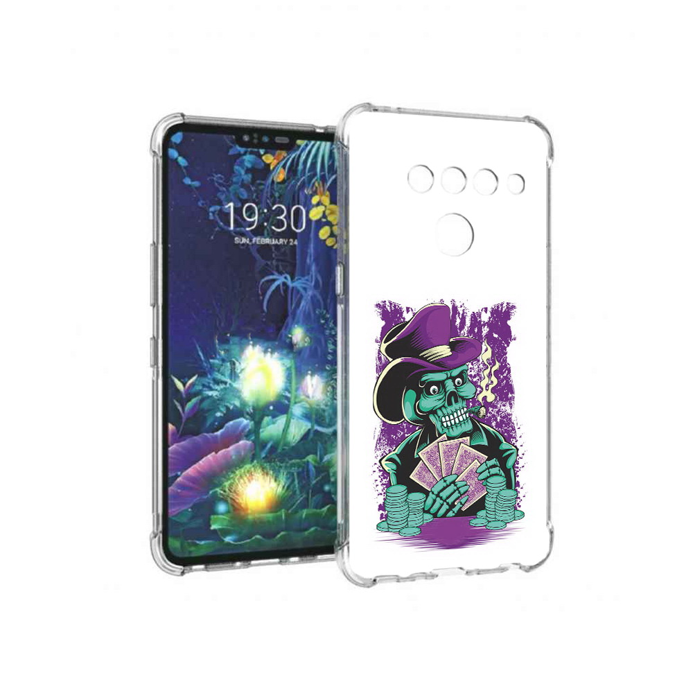

Чехол MyPads Tocco для LG V50 ThinQ зеленый череп с картами, Прозрачный, Tocco