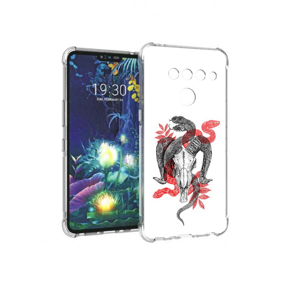 

Чехол MyPads Tocco для LG V50 ThinQ змея в черепе рисунок, Прозрачный, Tocco