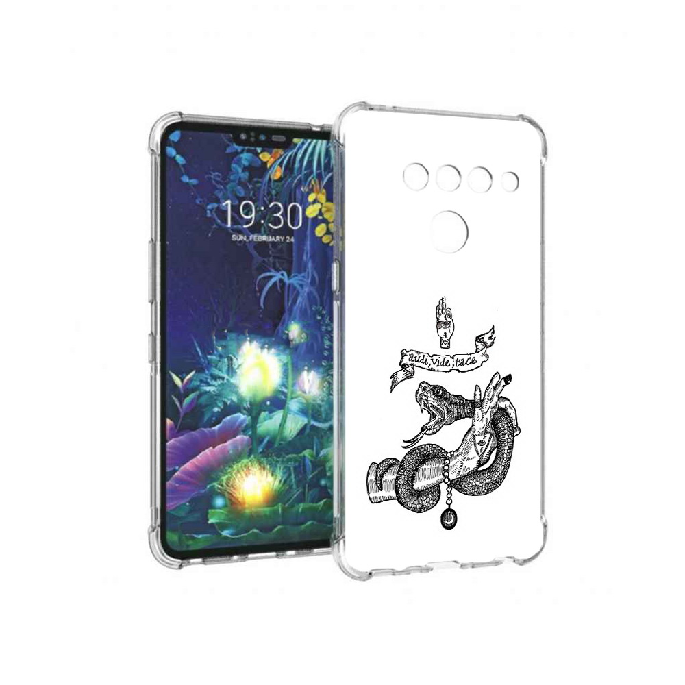 

Чехол MyPads Tocco для LG V50 ThinQ змея на руке рисунок, Прозрачный, Tocco