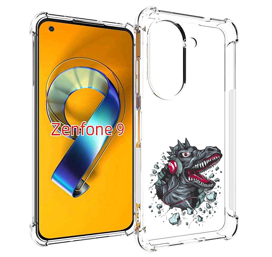 Чехол MyPads Нарисованный динозавр в наушниках для Asus Zenfone 9 (AI2202)