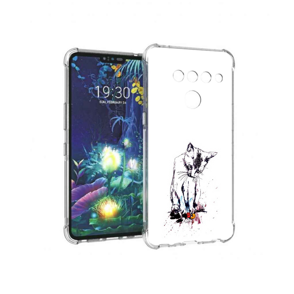 

Чехол MyPads Tocco для LG V50 ThinQ кот и микки, Прозрачный, Tocco