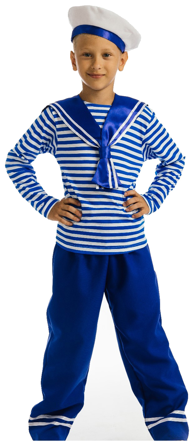 фото Карнавальный костюм юнга, гюйс, тельняшка, штаны, берет, р. 28, рост 110 см карнавалия чудес