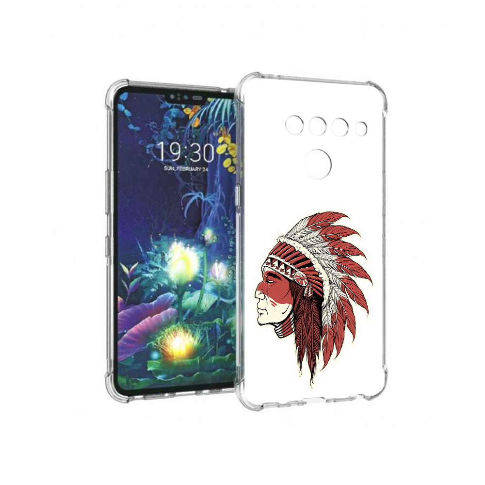 

Чехол MyPads Tocco для LG V50 ThinQ красный индеец, Прозрачный, Tocco