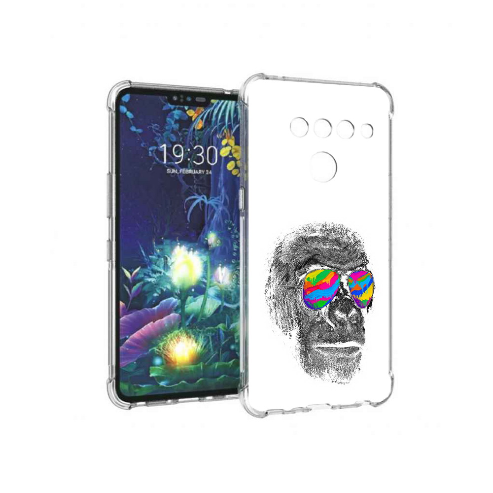 

Чехол MyPads Tocco для LG V50 ThinQ крутая обезьяна в очках, Прозрачный, Tocco