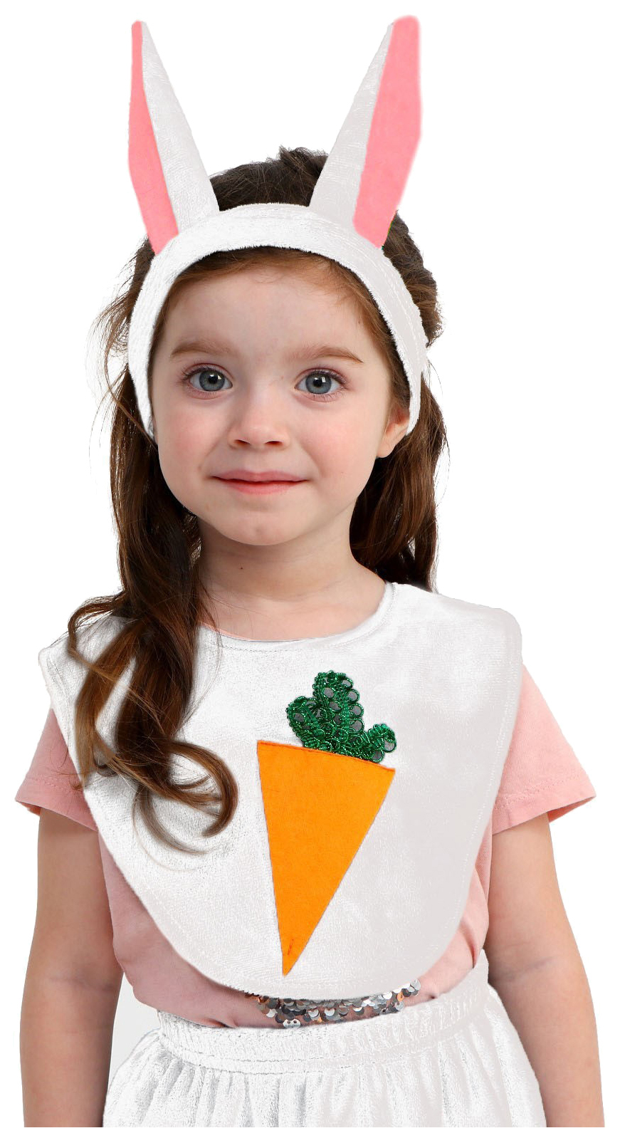 Карнавальный набор Зайка белый, плюш, манишка с морковкой, хвост, головной убор 98-128 см