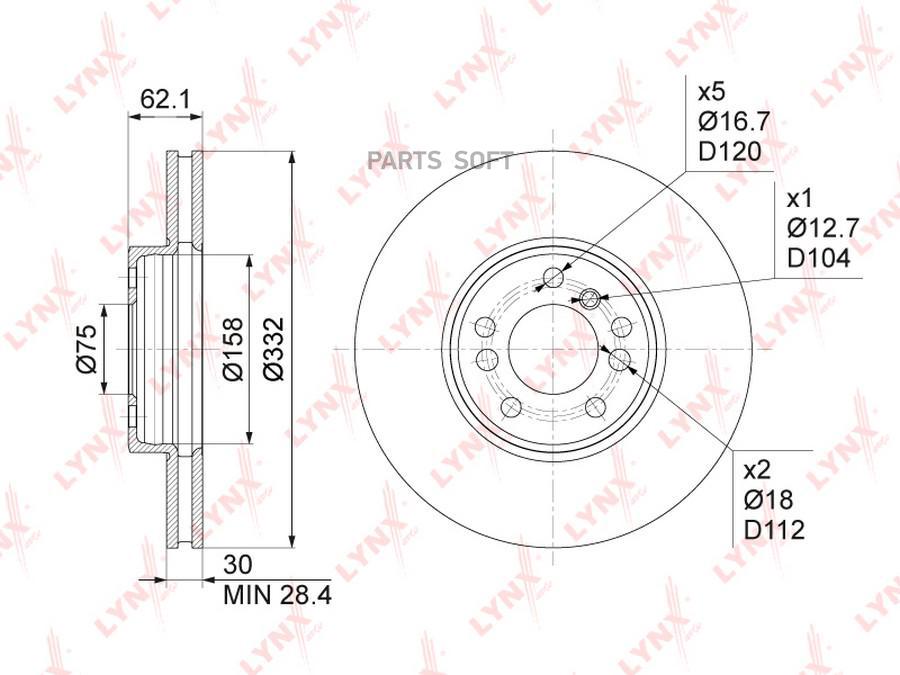 

LYNXAUTO BN-1009 Диск торм.пер.BMW X5 (E53) 3.0-4.4 2000-2006 /X3 (E83) 3.0D 2006-2010 1шт