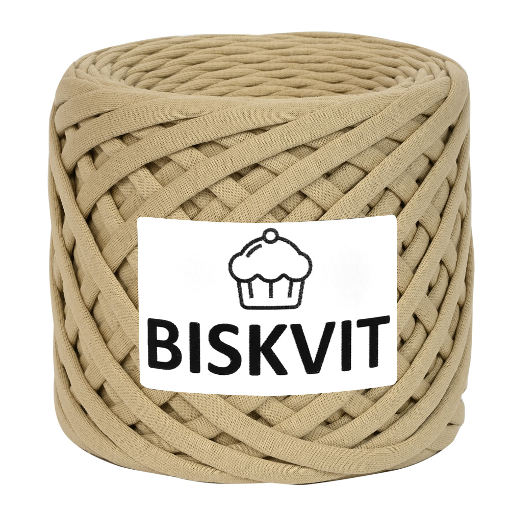 

Трикотажная пряжа для вязания BISKVIT Лён, 100% хлопок, 7-9мм, 100м, Бежевый, BISKVIT