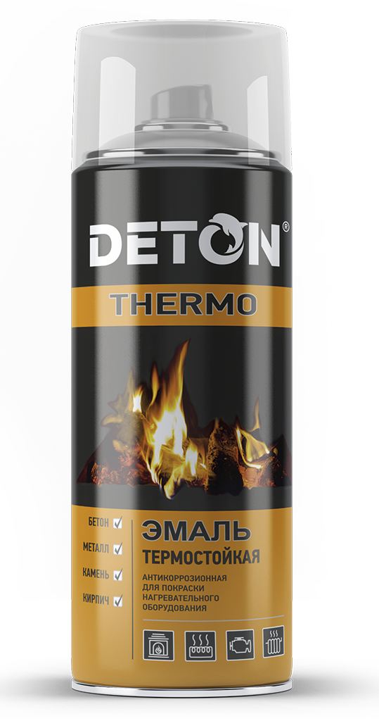 Эмаль аэрозольная алкидная термостойкая DETON THERMO, белая, 520мл