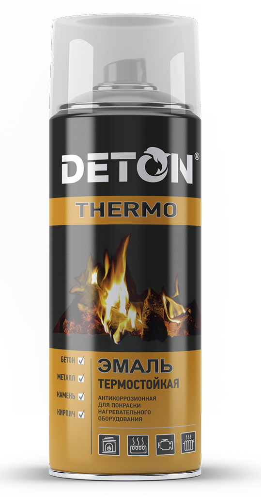 фото Эмаль аэрозольная алкидная термостойкая deton thermo, белая, 520мл