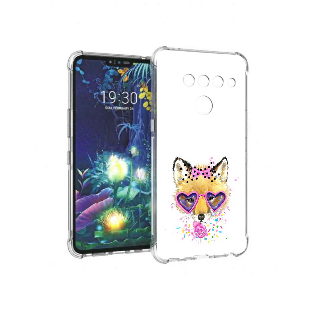 

Чехол MyPads Tocco для LG V50 ThinQ лисенок с бантиком, Прозрачный, Tocco