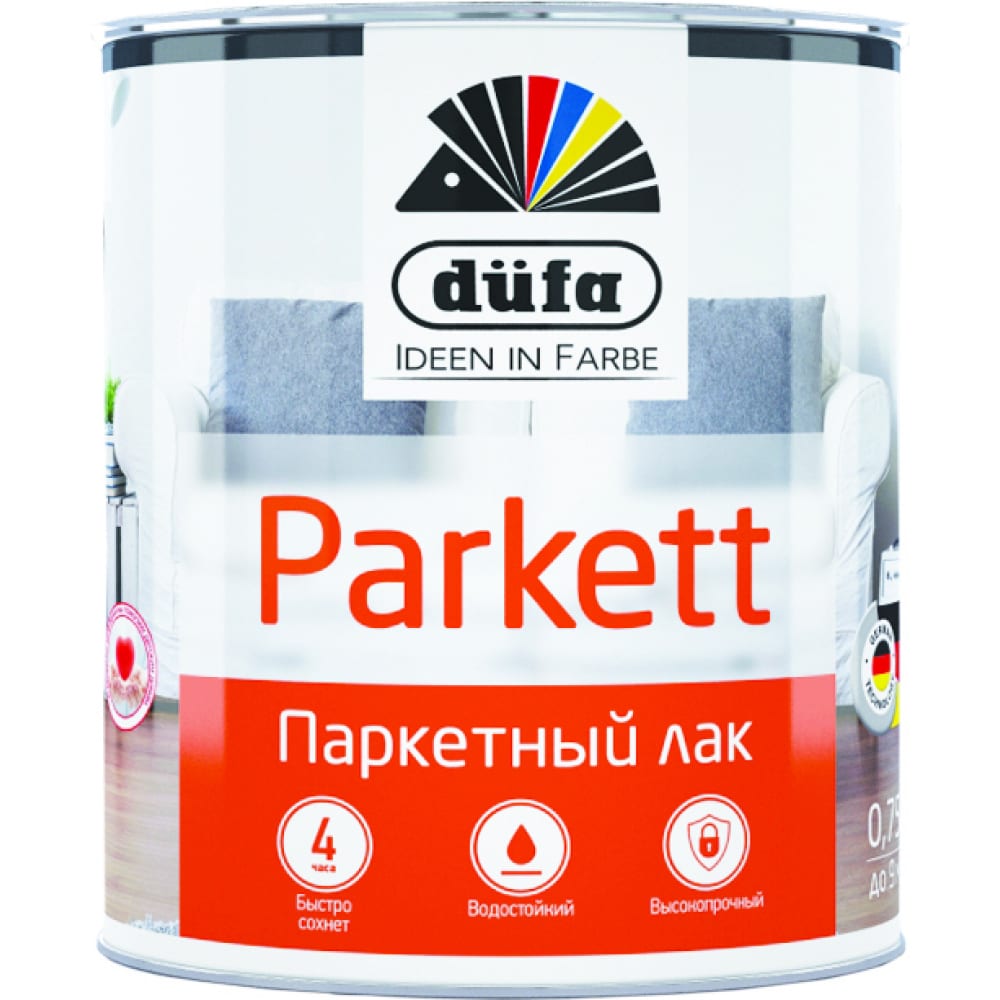 Паркетный лак Dufa Retail PARKETT глянцевый 750 мл Н0000002238 лак паркетный dufa parkett глянцевый бес ный 0 75 л