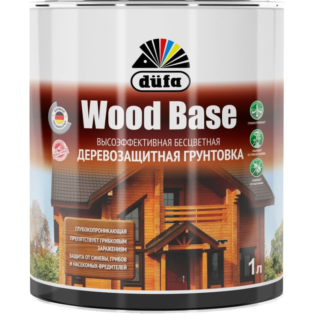 Грунтовка с биоцидом Dufa Wood Base бесцветная 1 л Н0000005997