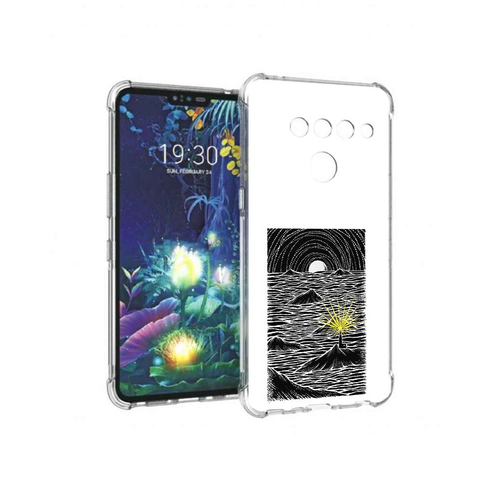

Чехол MyPads Tocco для LG V50 ThinQ маяк в черно белом море, Прозрачный, Tocco