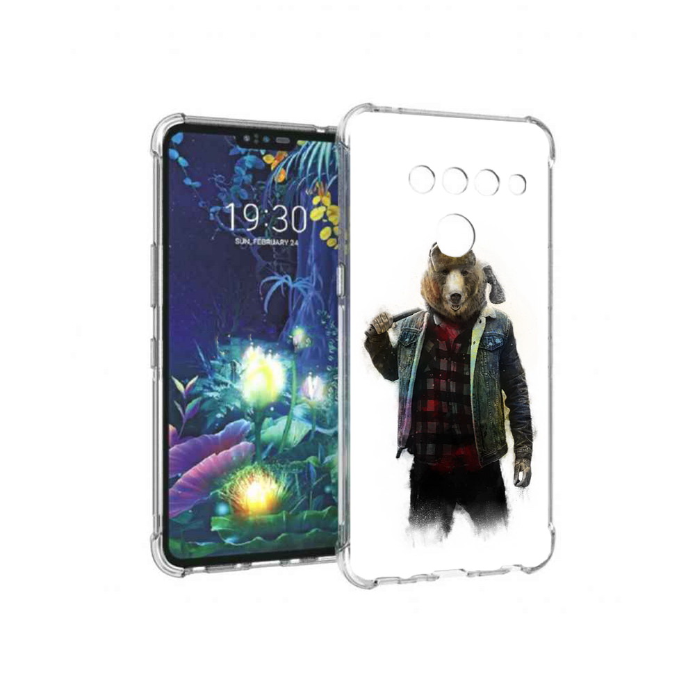 

Чехол MyPads Tocco для LG V50 ThinQ медведь с топором, Прозрачный, Tocco