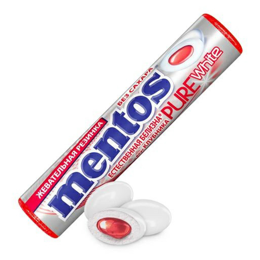 

Жевательная резинка Mentos Pure White клубника 15,5 г