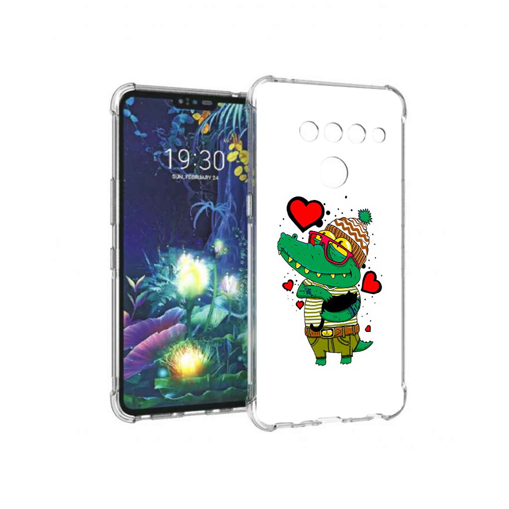 

Чехол MyPads Tocco для LG V50 ThinQ Влюбленный крокодил, Прозрачный, Tocco