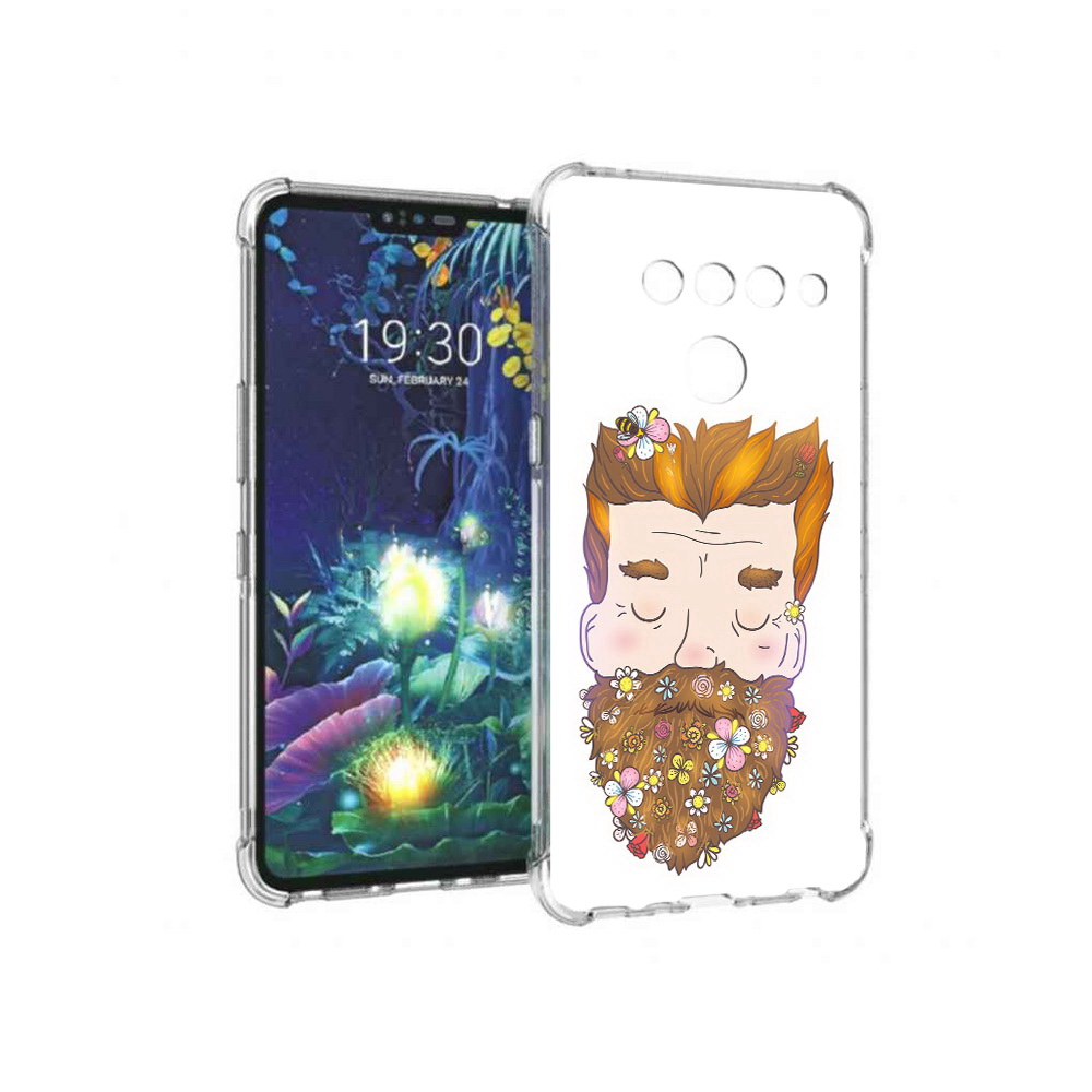 

Чехол MyPads Tocco для LG V50 ThinQ мужчина с цветами в бороде, Прозрачный, Tocco