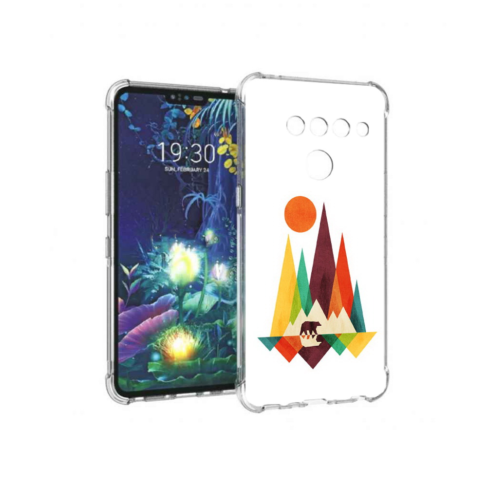 

Чехол MyPads Tocco для LG V50 ThinQ нарисованные горы с медведем, Прозрачный, Tocco