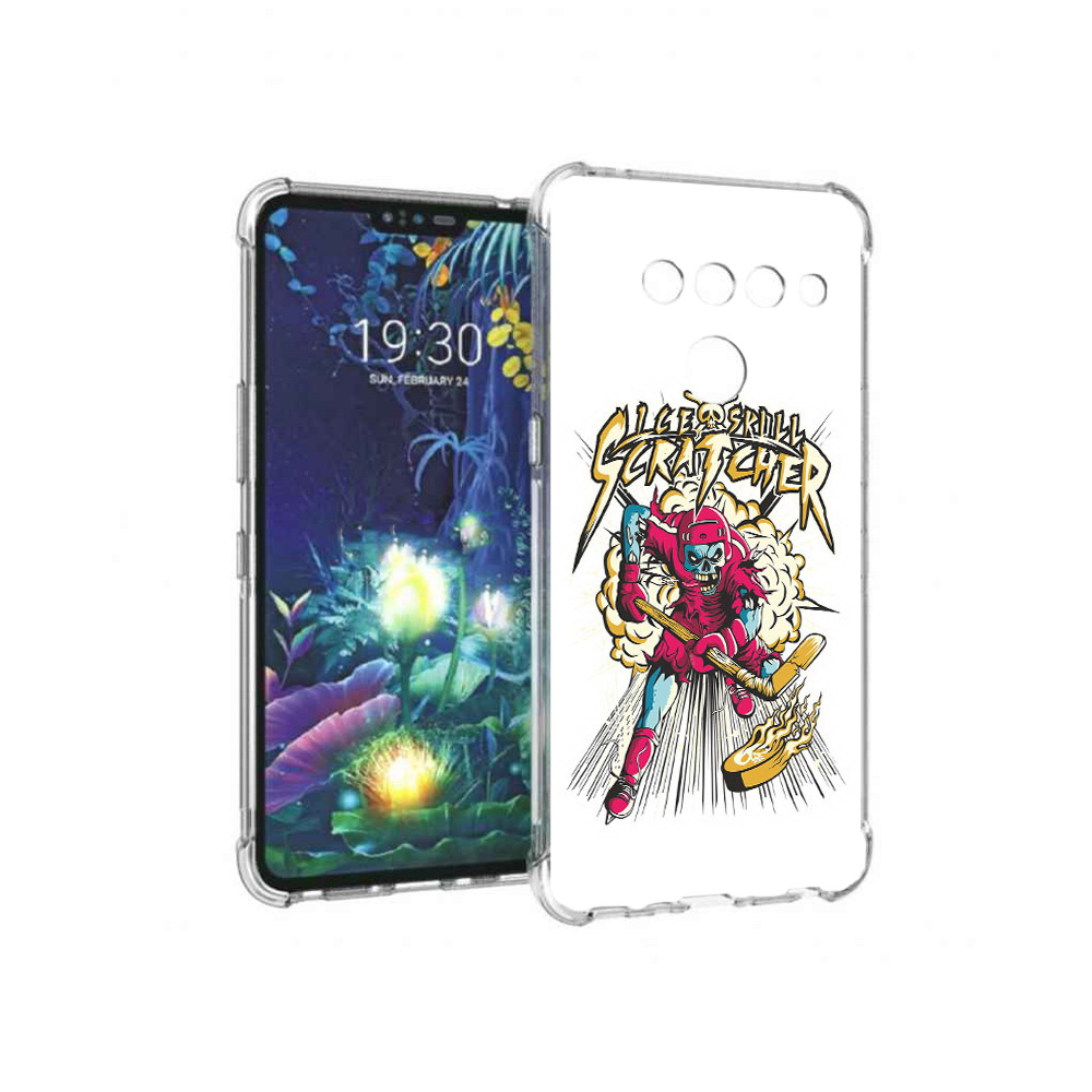

Чехол MyPads Tocco для LG V50 ThinQ нарисованный скелет хоккеист, Прозрачный, Tocco