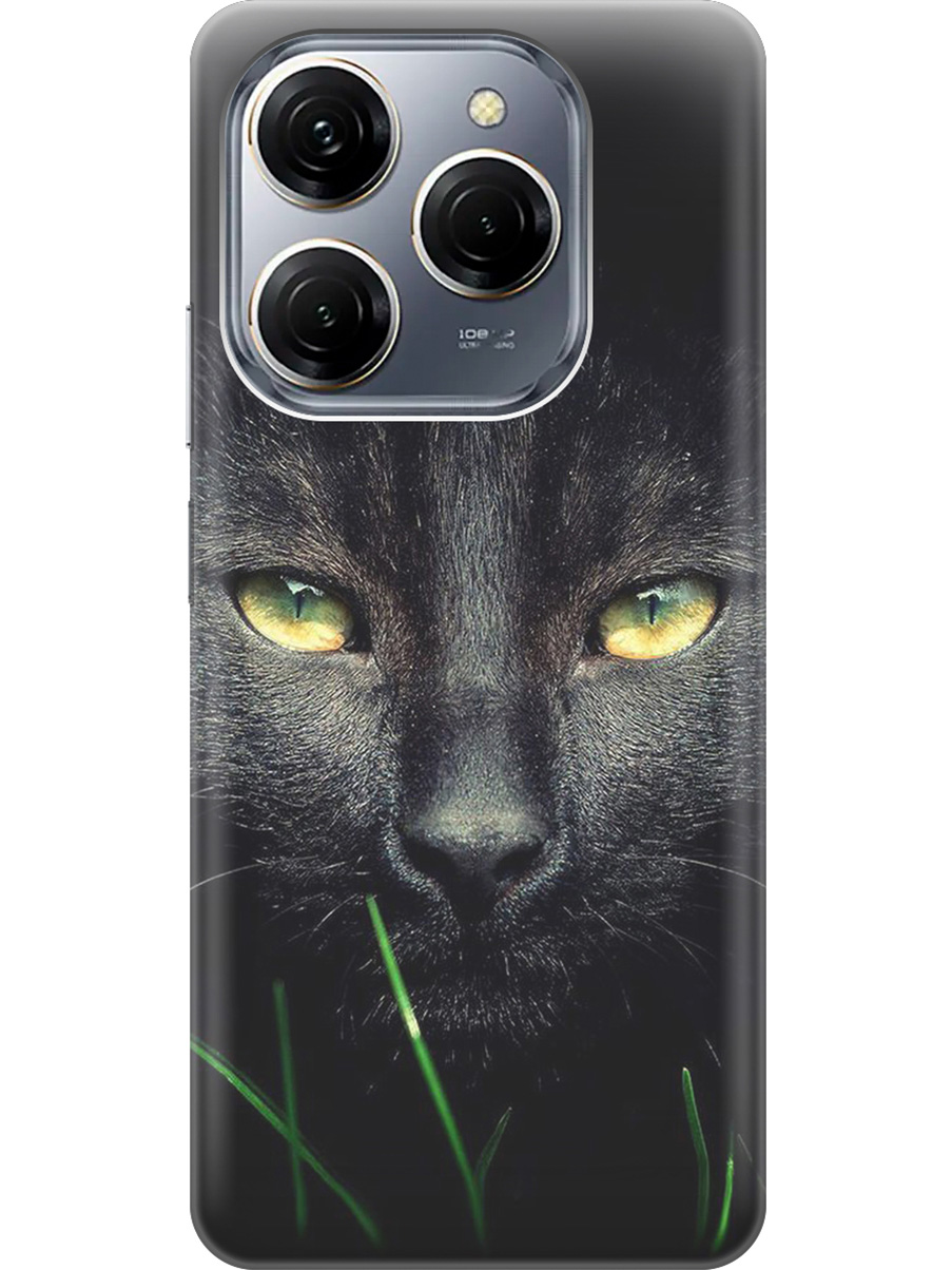 

Силиконовый чехол на Tecno Spark 20 Pro с рисунком "Кошка в темноте", Черный, 20011919