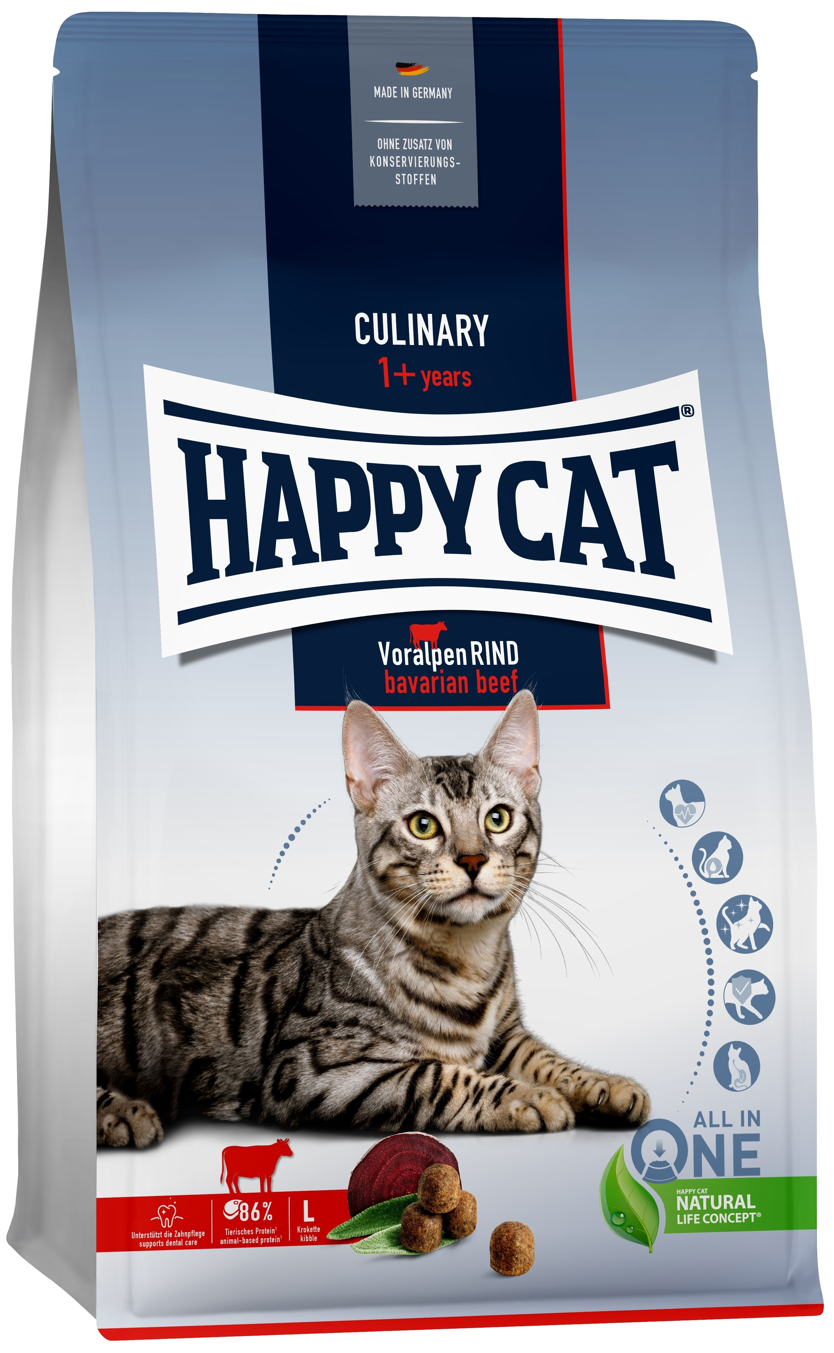 Сухой корм для кошек Happy Cat Culinary Adult альпийская говядина, 2 шт по 1,3 кг