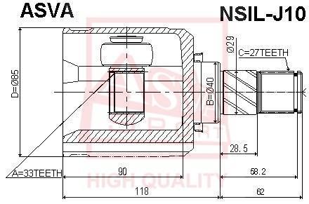 

ШРУС внутр.лев.33x40x27 NISSAN QASHQAI (J10E)