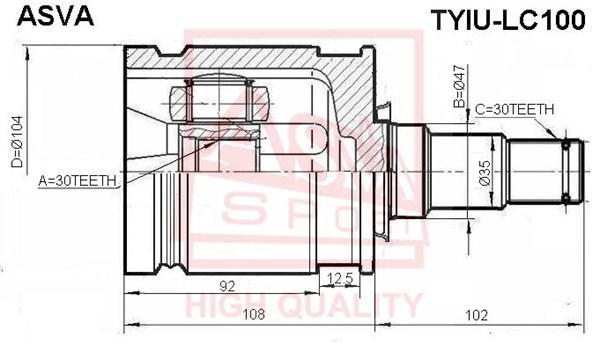 

Шрус Внутренний 30x47x30 ASVA арт. TYIU-LC100
