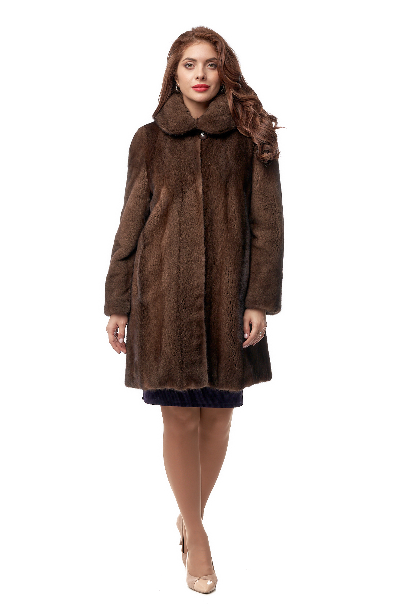 

Шуба женская МОСМЕХА 8014389 коричневая 48 RU, Коричневый, 8014389