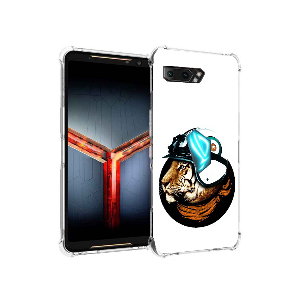 

Чехол MyPads Tocco для Asus ROG Phone 2 Тигр в шлеме, Прозрачный, Tocco