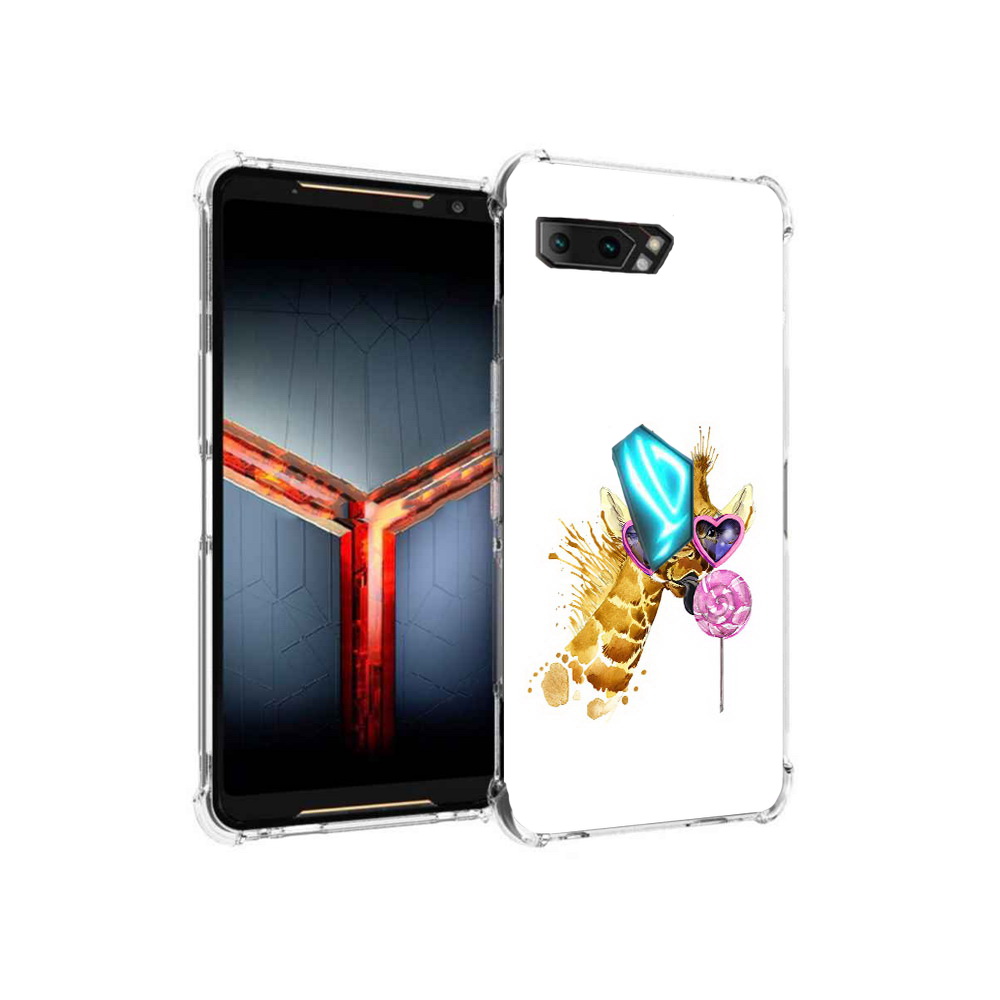 

Чехол MyPads Tocco для Asus ROG Phone 2 акварельный жираф, Прозрачный, Tocco