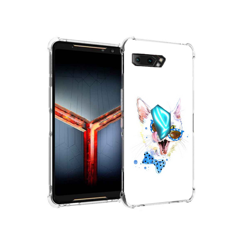 

Чехол MyPads Tocco для Asus ROG Phone 2 белый кот, Прозрачный, Tocco