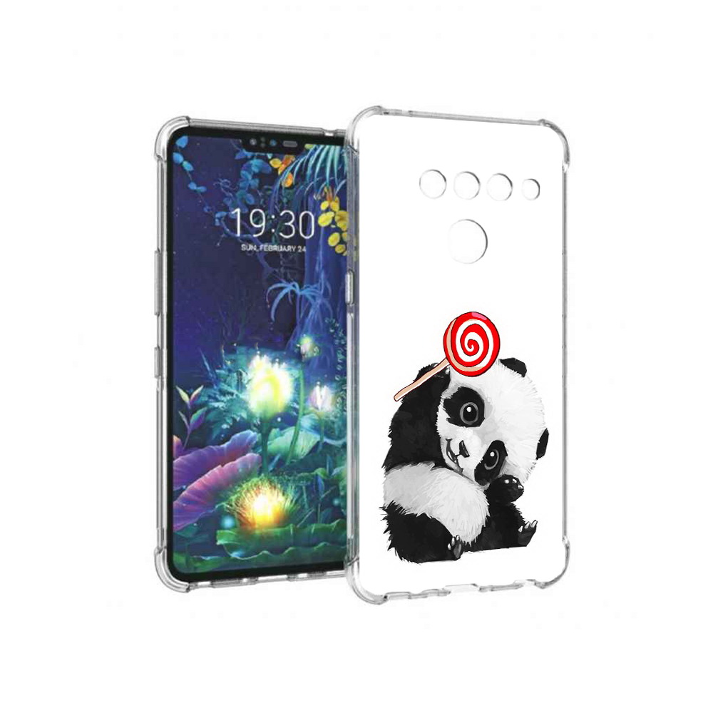 

Чехол MyPads Tocco для LG V50 ThinQ панда с леденцом, Прозрачный, Tocco