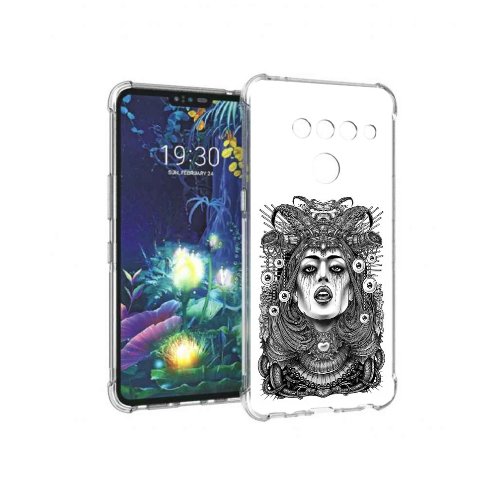 

Чехол MyPads Tocco для LG V50 ThinQ портрет девушки черно белый, Прозрачный, Tocco