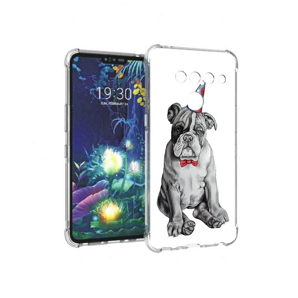 

Чехол MyPads Tocco для LG V50 ThinQ праздничный щенок, Прозрачный, Tocco