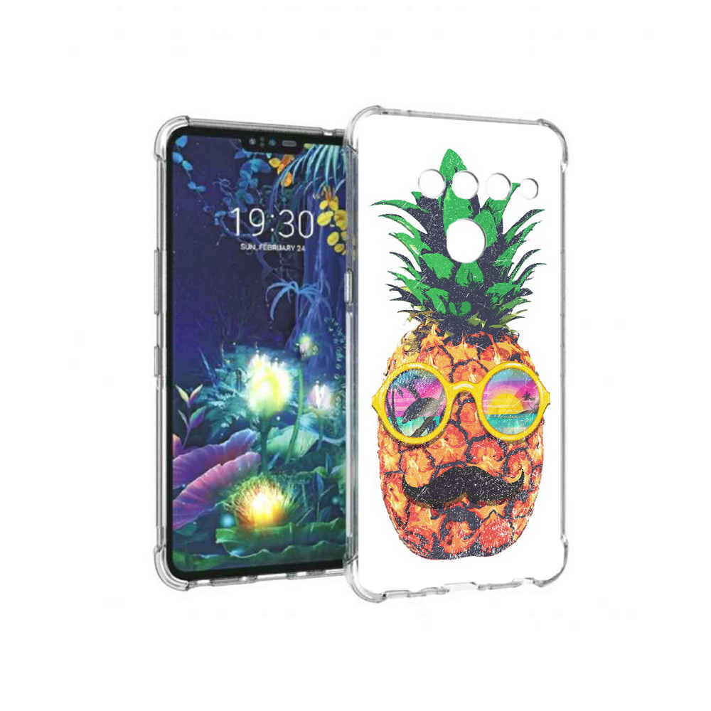 

Чехол MyPads Tocco для LG V50 ThinQ прикольный ананас с лицом, Прозрачный, Tocco