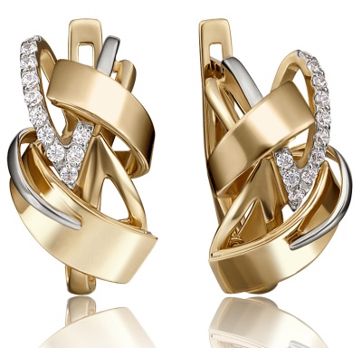 

Серьги из комбинированного золота с фианитом PLATINA jewelry 02-4219-00-401-1121-65, 02-4219-00-401-1121-65
