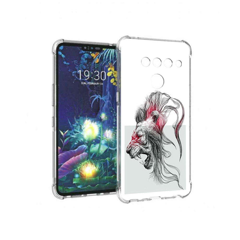 

Чехол MyPads Tocco для LG V50 ThinQ разъяренный лев, Прозрачный, Tocco