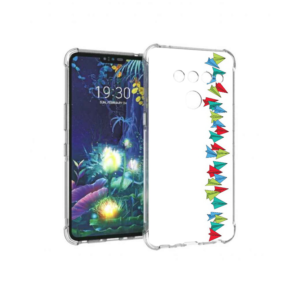 

Чехол MyPads Tocco для LG V50 ThinQ самолетики из листочков, Прозрачный, Tocco