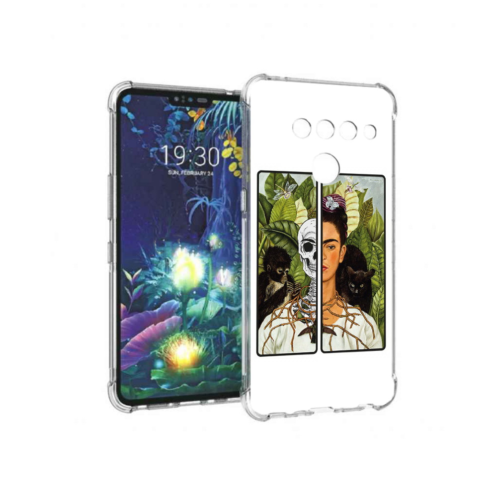 

Чехол MyPads Tocco для LG V50 ThinQ сдвоенная картинка девушка скелет, Прозрачный, Tocco