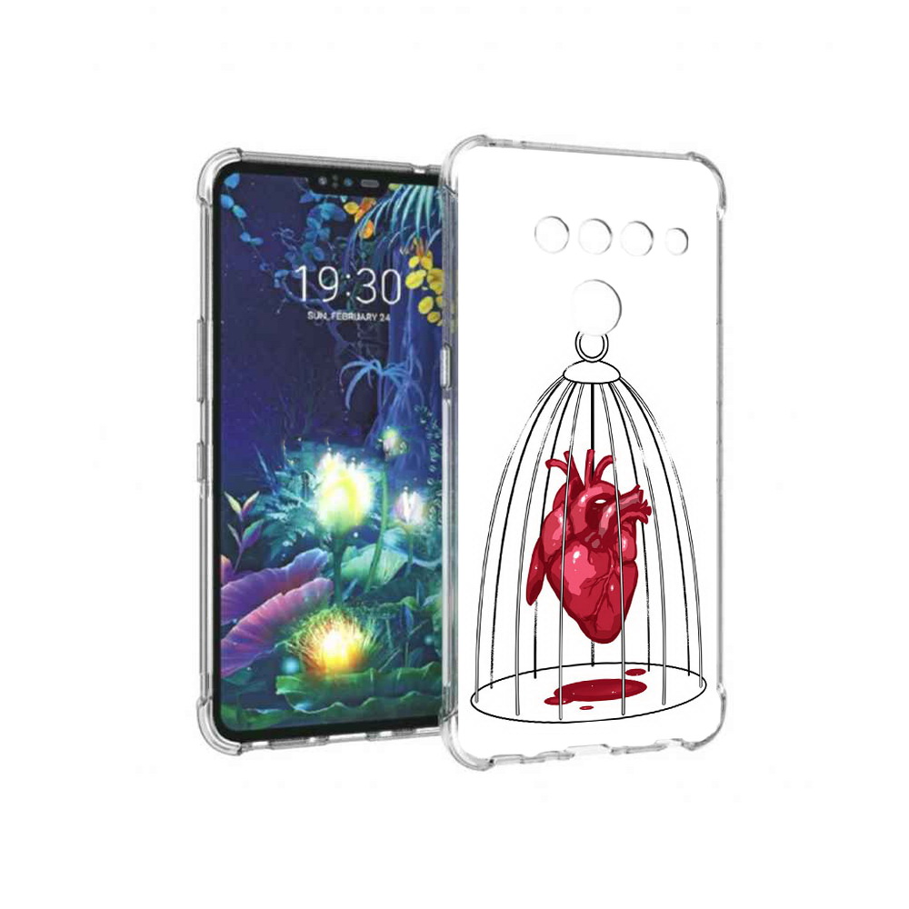 

Чехол MyPads Tocco для LG V50 ThinQ сердце в клетке, Прозрачный, Tocco