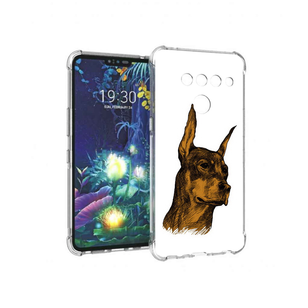 

Чехол MyPads Tocco для LG V50 ThinQ скетч доберман, Прозрачный, Tocco