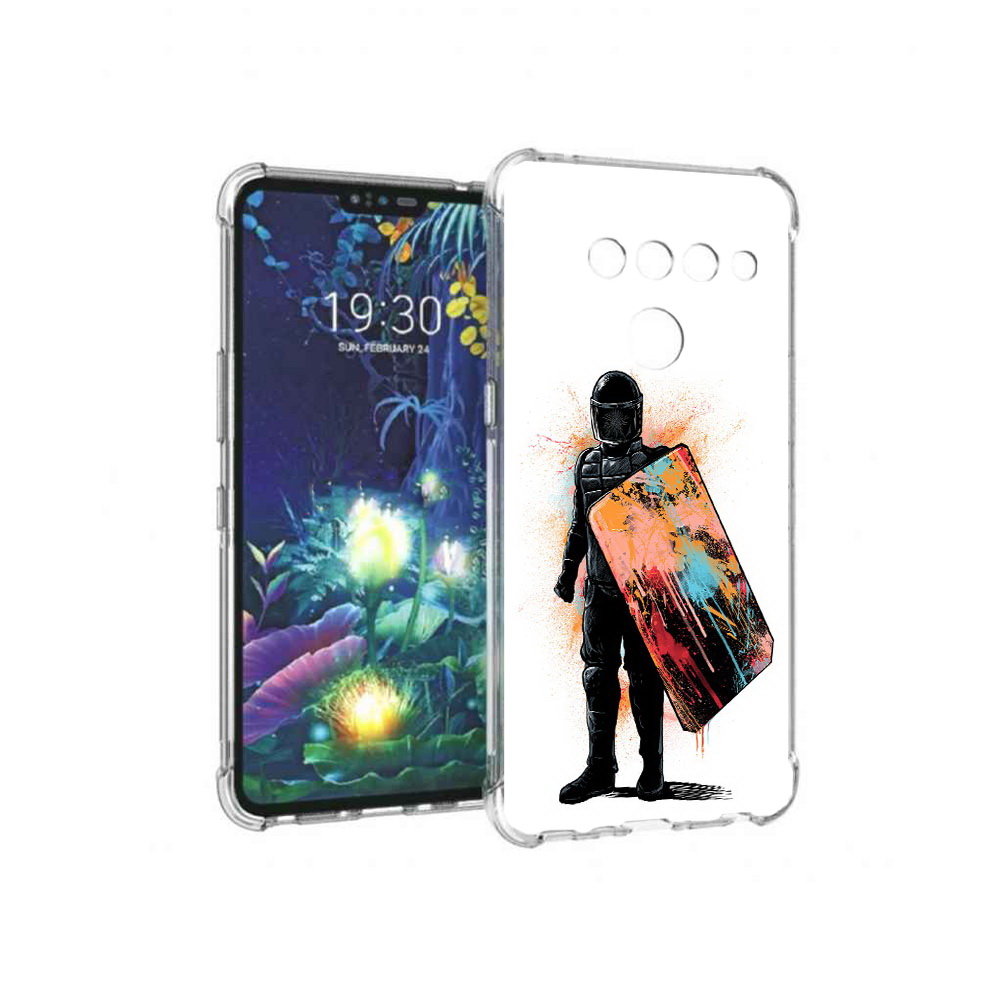 

Чехол MyPads Tocco для LG V50 ThinQ солдат с красочным щитом, Прозрачный, Tocco